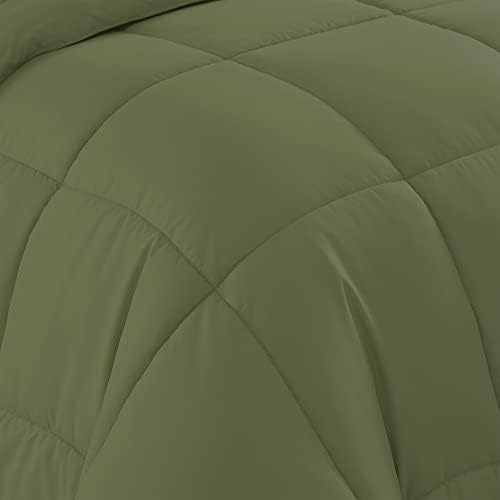 7 Piece Comforter Set Bag Solid Color All Season Soft Down Alternative Blanket & Luxurious Microfiber Bed Sheets, Sage, Queen (Pack of 4) - image 11