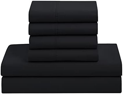 7 Piece Comforter Set Bag Solid Color All Season Soft Down Alternative Blanket & Luxurious Microfiber Bed Sheets, Black, King (Pack of 3) - image 12