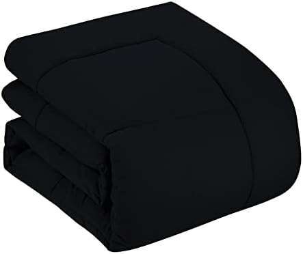 7 Piece Comforter Set Bag Solid Color All Season Soft Down Alternative Blanket & Luxurious Microfiber Bed Sheets, Black, King (Pack of 3) - image 9