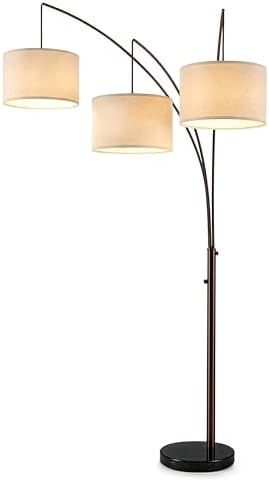 Trilage Arc Floor Lamp - Large Standing Lamp with 3 Fabric Shades & LED Bulbs for Living Room Over the Sofa, Reading, Multi-Head Traditional Tree Floor Lamp for Bedroom - Oil Rubbed Bronze - image 11
