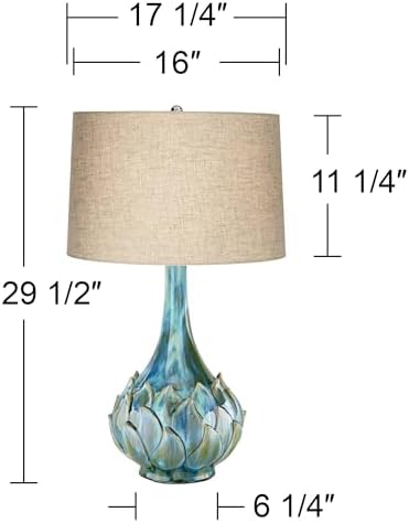 29 1/2" Tall Table Lamps Set of 2 Blue Green Ceramic Coastal Modern - image 11