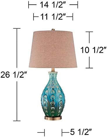 26 1/2" Tall Table Lamps Set of 2 Modern Ceramic Teal Mid Century - image 10