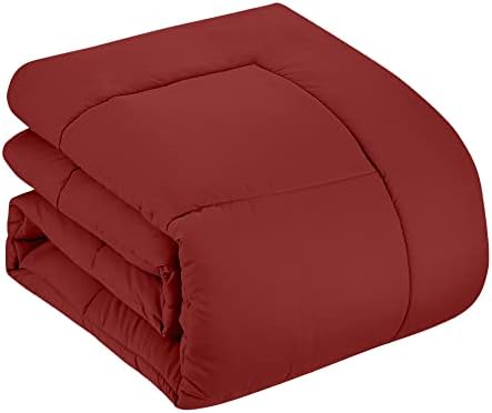 7 Piece Comforter Set Bag Solid Color All Season Soft Down Alternative Blanket & Luxurious Microfiber Bed Sheets, Red, Twin (Pack of 4, 28 Count Total) - image 10