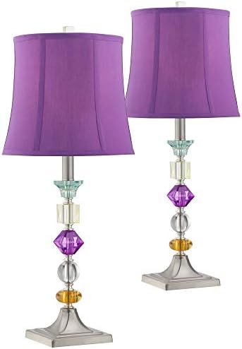 25 1/2" High Brushed Nickel Table Lamps Set of 2 Stacked Acrylic Gem - image 10