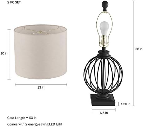 Modern Table Lamps, Black, Set of 2, 13” x 26” - image 9