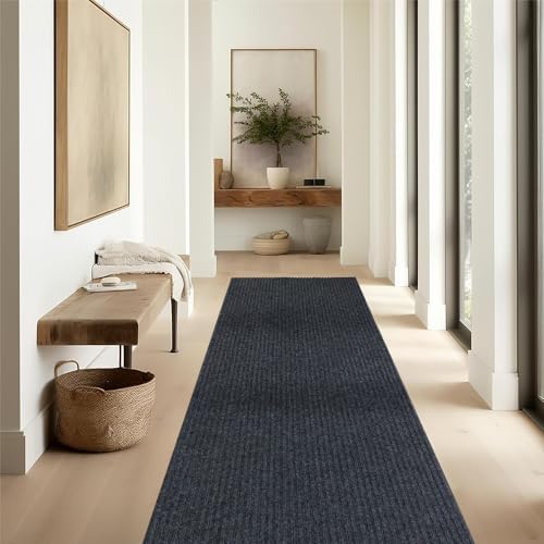 Runner Rug Carpet Runners, Indoor/Outdoor Hallway Custom Sizes Kitchen Entryway Bedroom Area Rugs with Natural Non-Slip Waterproof Rubber Backing, Garage Mat, Double Stripe, 5' x 14' - image 8