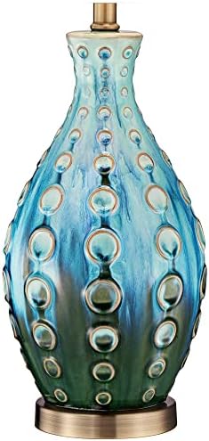 26 1/2" Tall Table Lamps Set of 2 Modern Ceramic Teal Mid Century - image 12