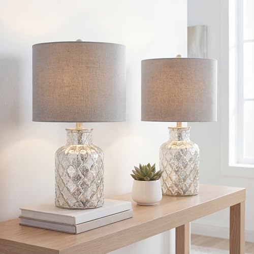 Alvord 24.5" Glass Table Lamp, Mercury Silver, Set of 2 - image 11