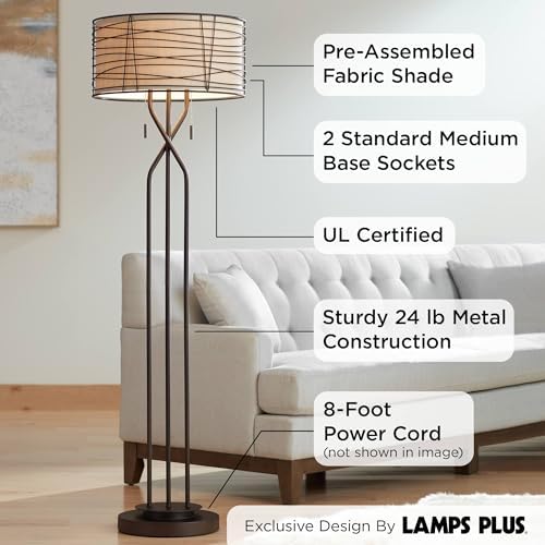 Marlowe 60 1/2" Tall Bronze Woven Metal Floor Lamp - image 12