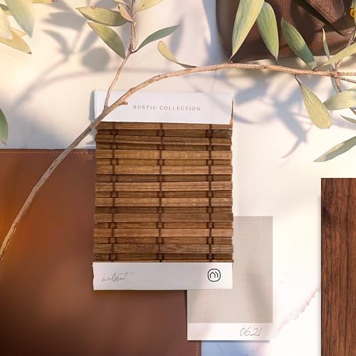 Custom Bamboo Shades | Rustic | Cordless Bamboo Roman Shades for Windows and Doors (Natural Woven) | Rustic Walnut (Great Privacy) | 52" W X 72" H - image 10