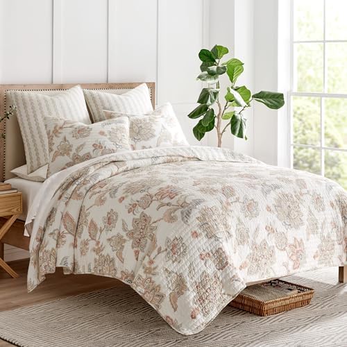 Selesta Blush Quilt Set - King Quilt and Two King Shams - Floral - Blush Taupe Grey - Quilt (106x92in.) and Shams (20x36in.) - Reversible - Cotton - image 11
