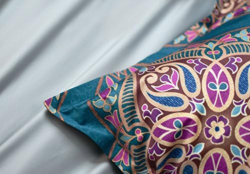 Damask Medallion Duvet Cover, Luxury Paisley Print Bedding Set, 400 Thread Count Egyptian Cotton (Teal, King) - image 12
