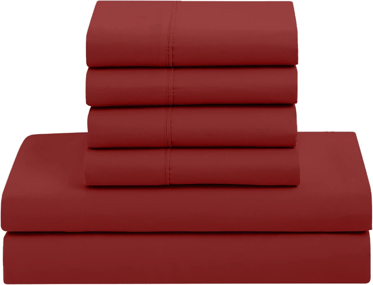 7 Piece Comforter Set Bag Solid Color All Season Soft Down Alternative Blanket & Luxurious Microfiber Bed Sheets, Red, Twin (Pack of 4, 28 Count Total) - image 6