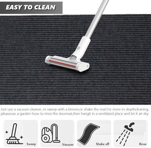 Runner Rug Carpet Runners, Indoor/Outdoor Hallway Custom Sizes Kitchen Entryway Bedroom Area Rugs with Natural Non-Slip Waterproof Rubber Backing, Garage Mat, Double Stripe, 5' x 14' - image 12