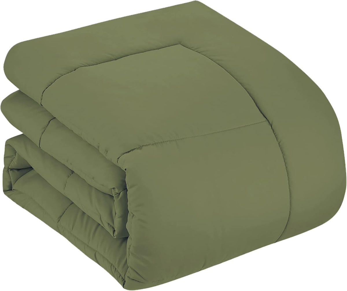 7 Piece Comforter Set Bag Solid Color All Season Soft Down Alternative Blanket & Luxurious Microfiber Bed Sheets, Sage, Queen (Pack of 4) - image 3