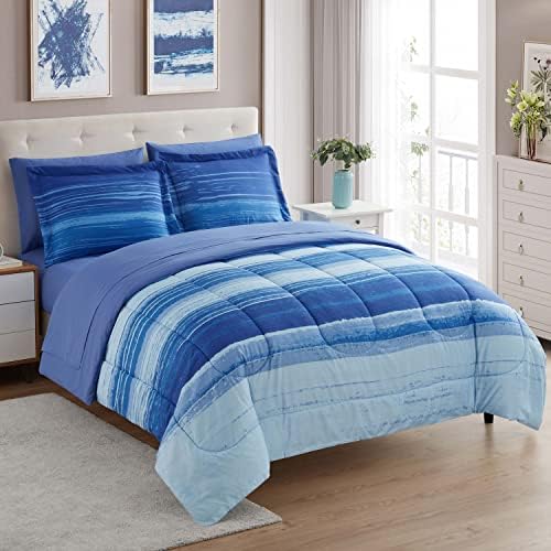 7 Piece Comforter Set Bag Solid Color All Season Soft Down Alternative Blanket & Luxurious Microfiber Bed Sheets, Siena, Twin (Pack of 4, 28 Count Total) - image 7