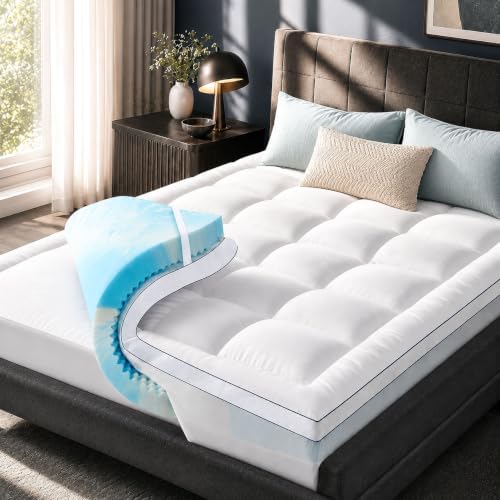 Queen Mattress Topper 4 Inch, Cooling Memory Foam Mattress Topper Queen Size with 2" Gel Foam & 2" Soft Pillow Top, Bamboo Viscose Cover, 21" Deep Pocket Mattress Pad (Queen) - image 12