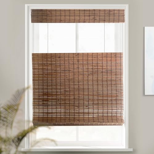 Custom Bamboo Shades | Rustic | Top Down Bottom Up Cordless | Bamboo Roman Shades for Windows and Doors (Natural Woven) | Rustic Walnut (Great Privacy) | 52.5" W x 60" H - image 8
