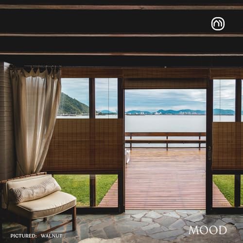 Custom Bamboo Shades | Rustic | Top Down Bottom Up Cordless | Bamboo Roman Shades for Windows and Doors (Natural Woven) | Rustic Walnut (Great Privacy) | 52.5" W x 60" H - image 10