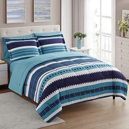 7 Piece Comforter Set Bag Solid Color All Season Soft Down Alternative Blanket & Luxurious Microfiber Bed Sheets, Marino, Full (Pack of 4, 28 Count Total) - image 7