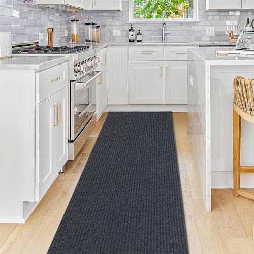 Runner Rug Carpet Runners, Indoor/Outdoor Hallway Custom Sizes Kitchen Entryway Bedroom Area Rugs with Natural Non-Slip Waterproof Rubber Backing, Garage Mat, Double Stripe, 5' x 14' - image 9