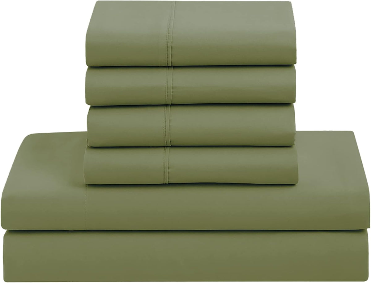 7 Piece Comforter Set Bag Solid Color All Season Soft Down Alternative Blanket & Luxurious Microfiber Bed Sheets, Sage, Queen (Pack of 4) - image 6