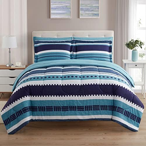 7 Piece Comforter Set Bag Solid Color All Season Soft Down Alternative Blanket & Luxurious Microfiber Bed Sheets, Marino, Queen (Pack of 4, 28 Count Total) - image 8