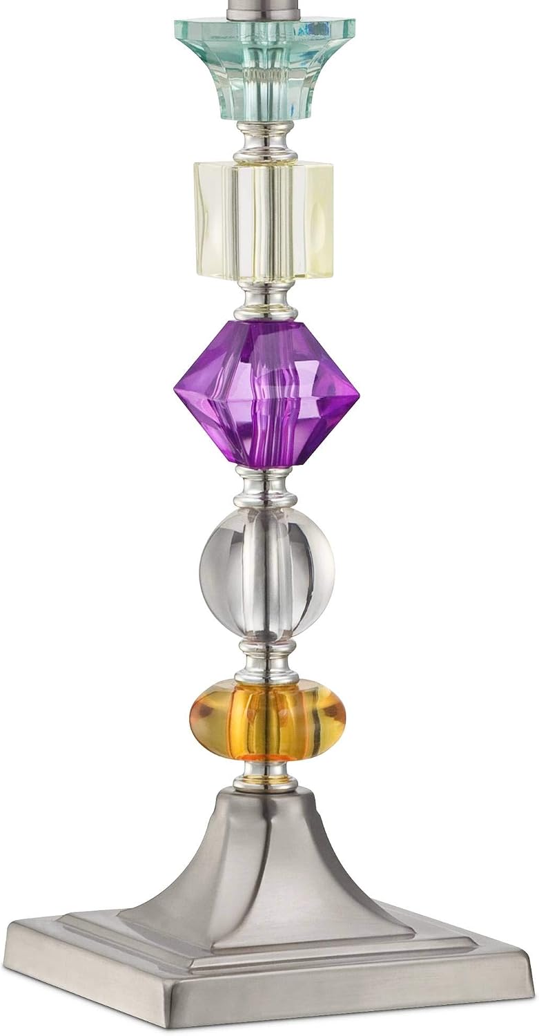 25 1/2" High Brushed Nickel Table Lamps Set of 2 Stacked Acrylic Gem - image 5