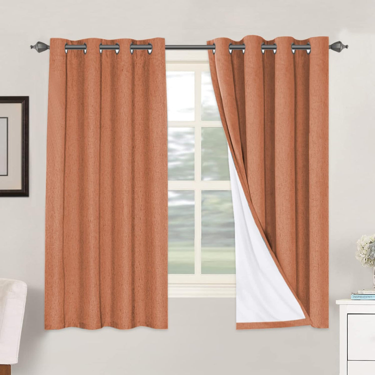 Linen Blackout Curtains Durable Thick Textured Linen Look 100% Blackout Patio Door Curtain Anti Rust Grommet Extra Wide Sliding Door Curtain Panel, Natural，W100 x L108 inch (Pack of 4) - image 12