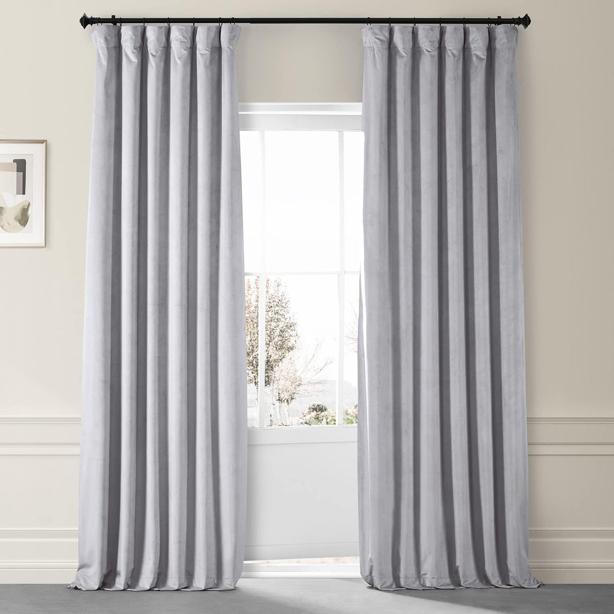 Extra Wide Plush Velvet Blackout Curtains (1 Panel) 100W X 84L, Diva Cream - image 10