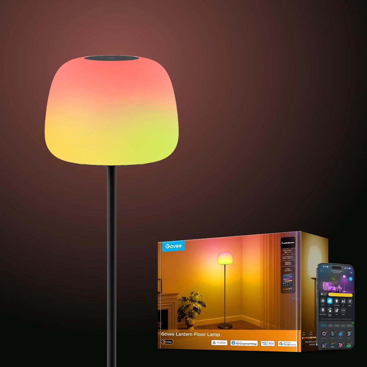 Lantern Floor Lamp, Halo Gradient RGBIC Smart Corner Lamp for Bedroom - image 11
