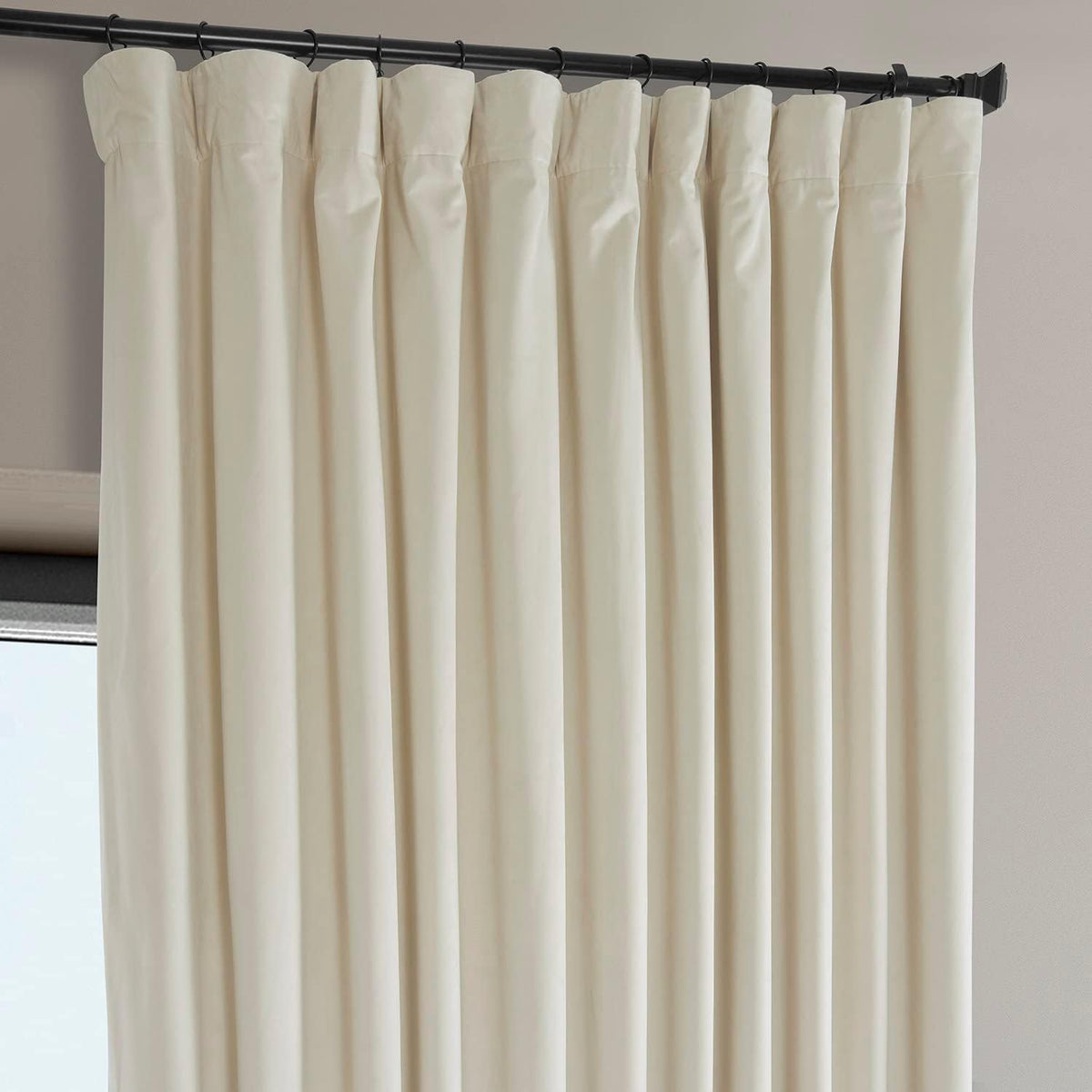 Extra Wide Plush Velvet Blackout Curtains (1 Panel) 100W X 84L, Diva Cream - image 3