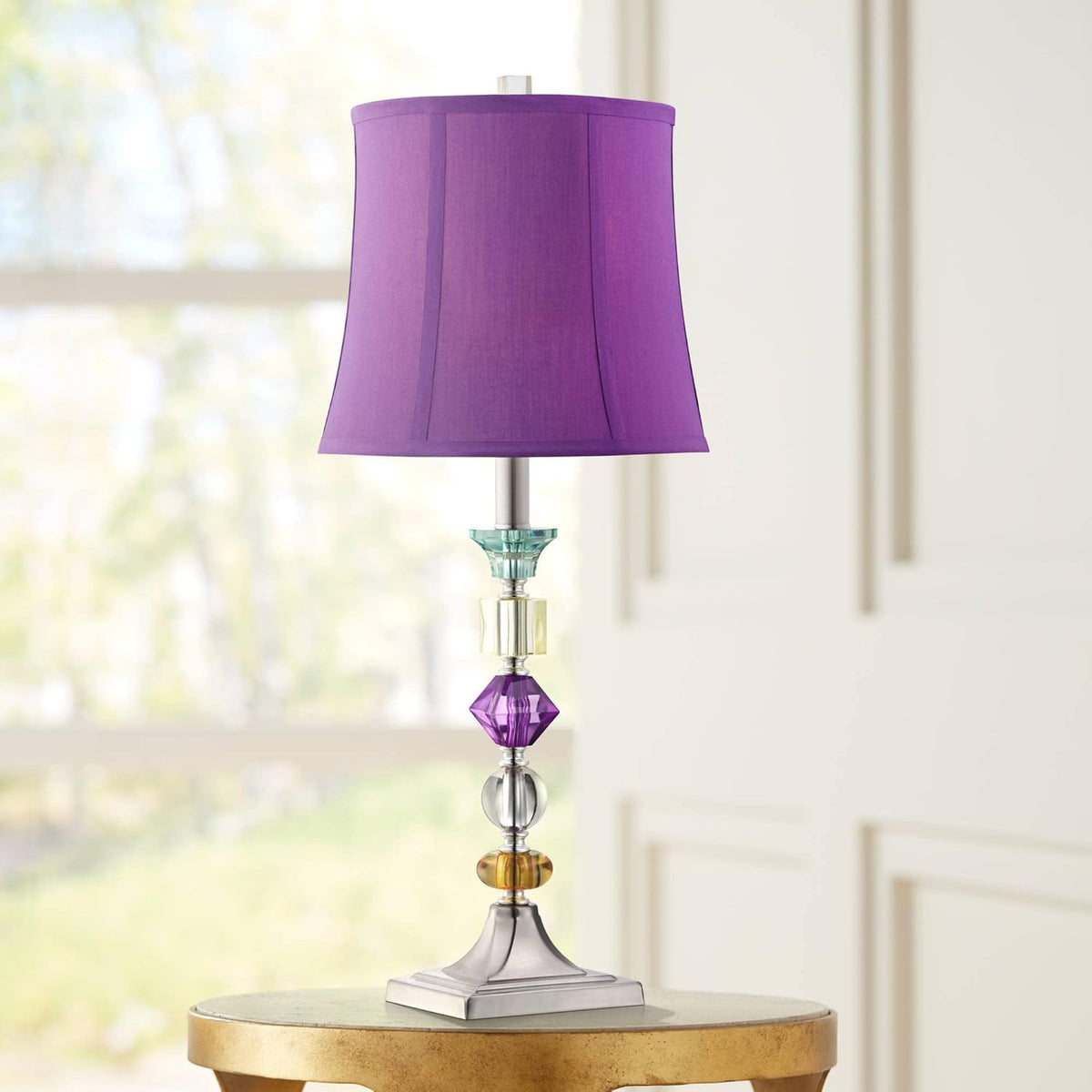 25 1/2" High Brushed Nickel Table Lamps Set of 2 Stacked Acrylic Gem - image 9