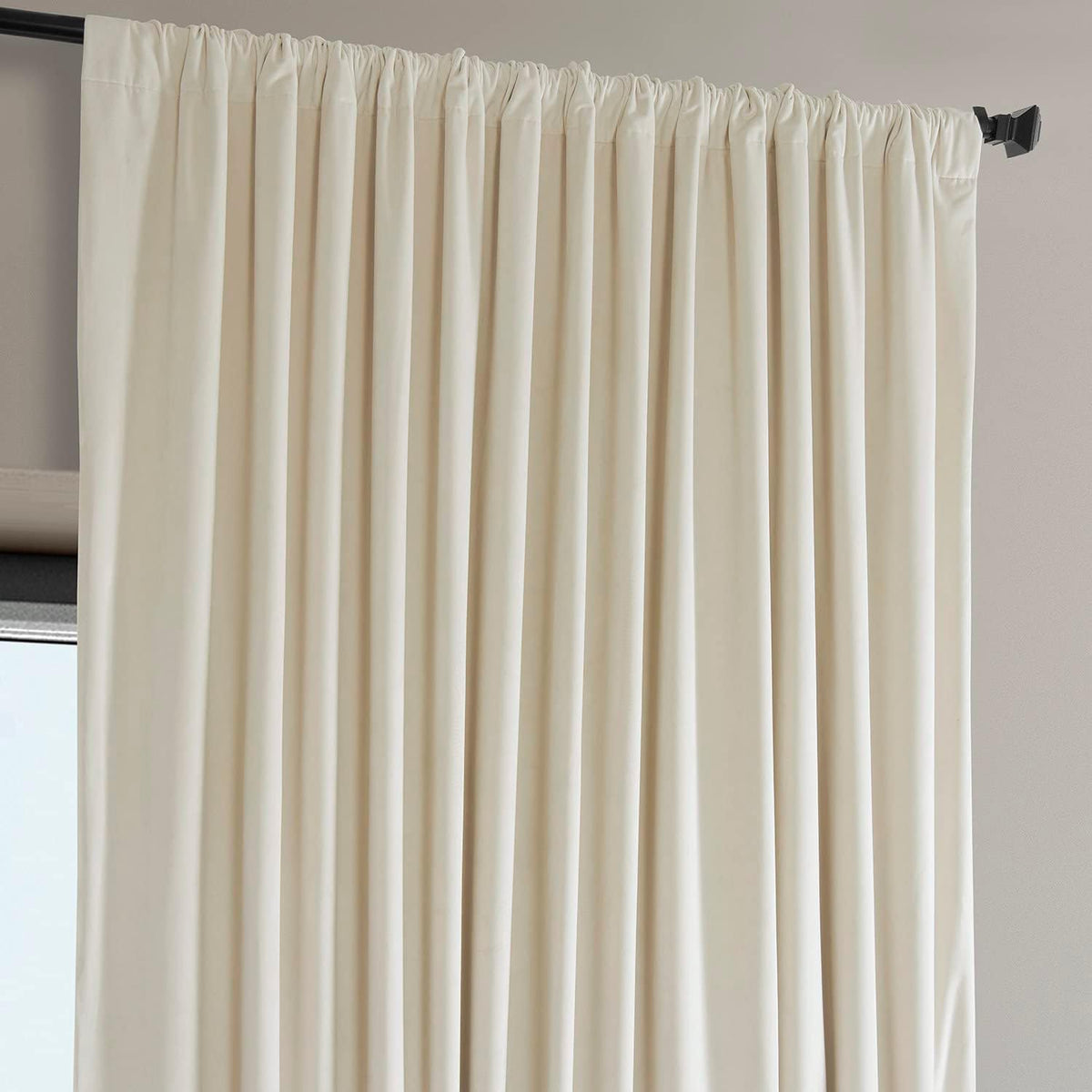 Extra Wide Plush Velvet Blackout Curtains (1 Panel) 100W X 84L, Diva Cream - image 4