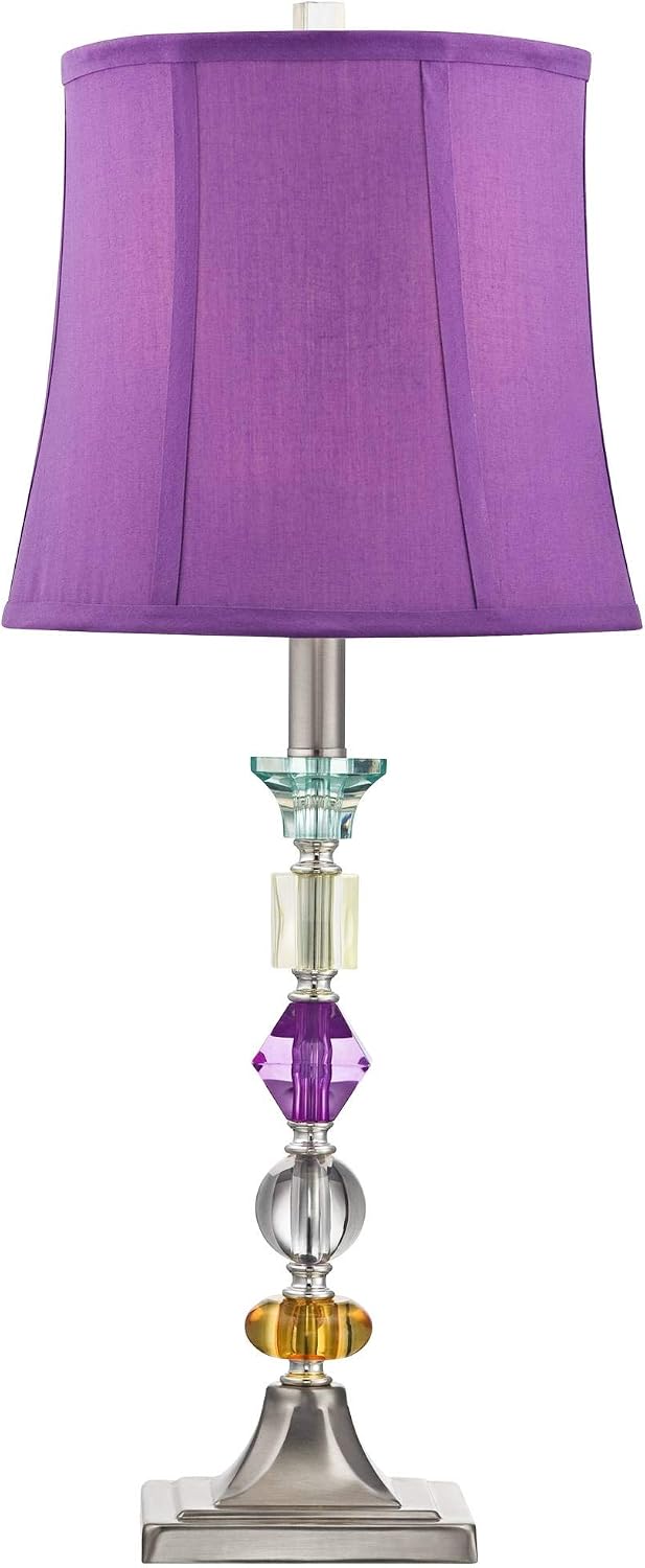 25 1/2" High Brushed Nickel Table Lamps Set of 2 Stacked Acrylic Gem - image 7