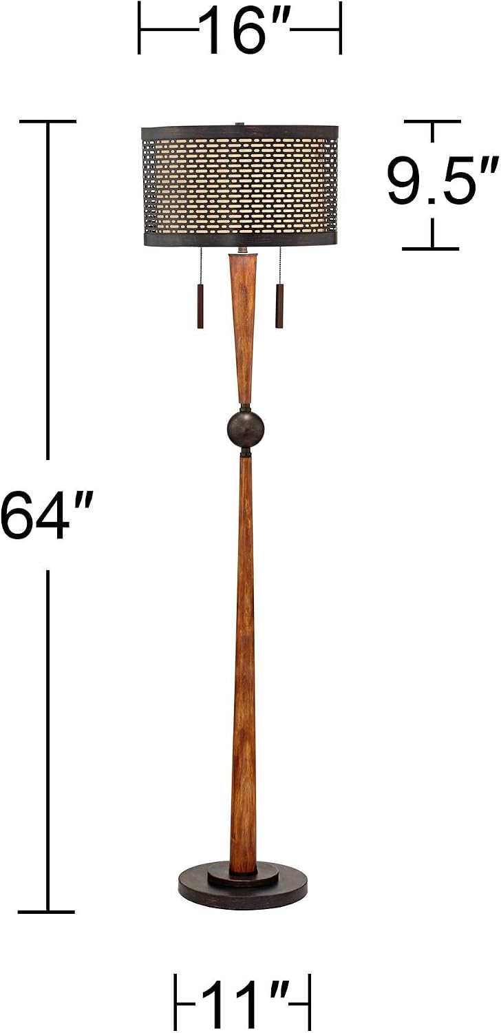 Hunter 64" Tall Rustic Modern Floor Lamp Living Room - image 4