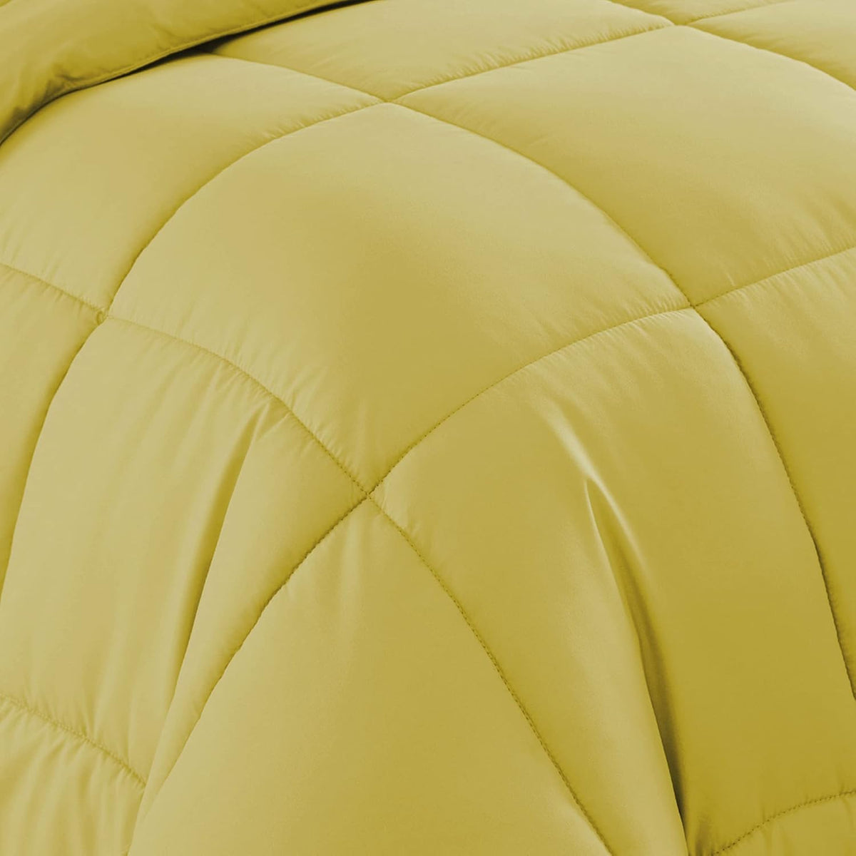 7 Piece Comforter Set Bag Solid Color All Season Soft Down Alternative Blanket & Luxurious Microfiber Bed Sheets, Yellow, Queen (Pack of 4) - image 4