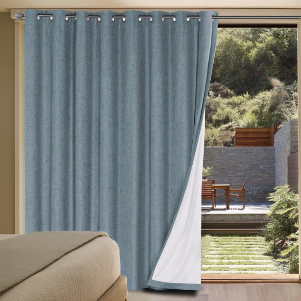 Linen Blackout Curtains Durable Thick Textured Linen Look 100% Blackout Patio Door Curtain Anti Rust Grommet Extra Wide Sliding Door Curtain Panel, Natural，W100 x L108 inch (Pack of 4) - image 10