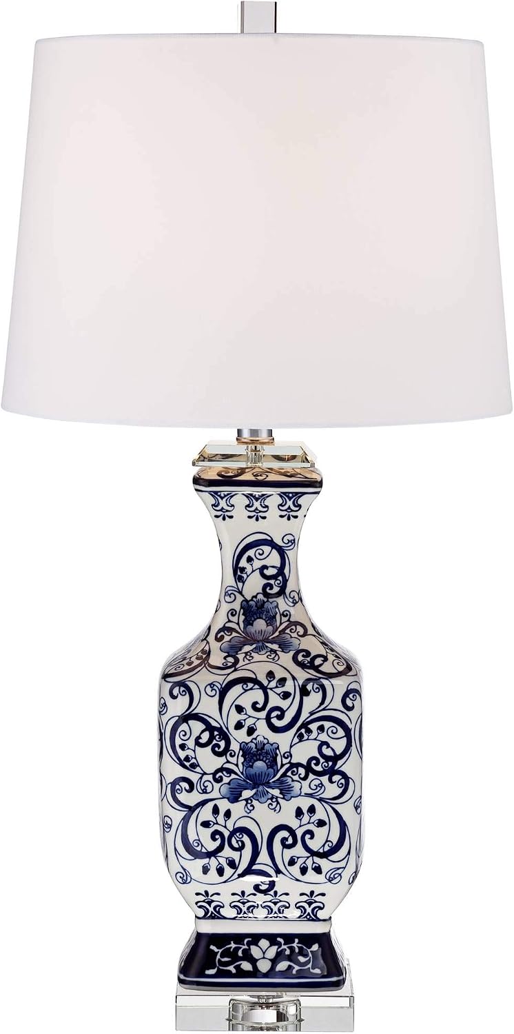 28" Tall Table Lamps Set of 2 Blue White Porcelain Jar Traditional - image 7