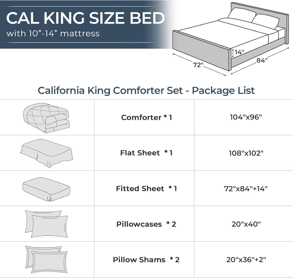 7-Piece California King Comforter Set, Dark & Light Grey Bed in a Bag - image 8