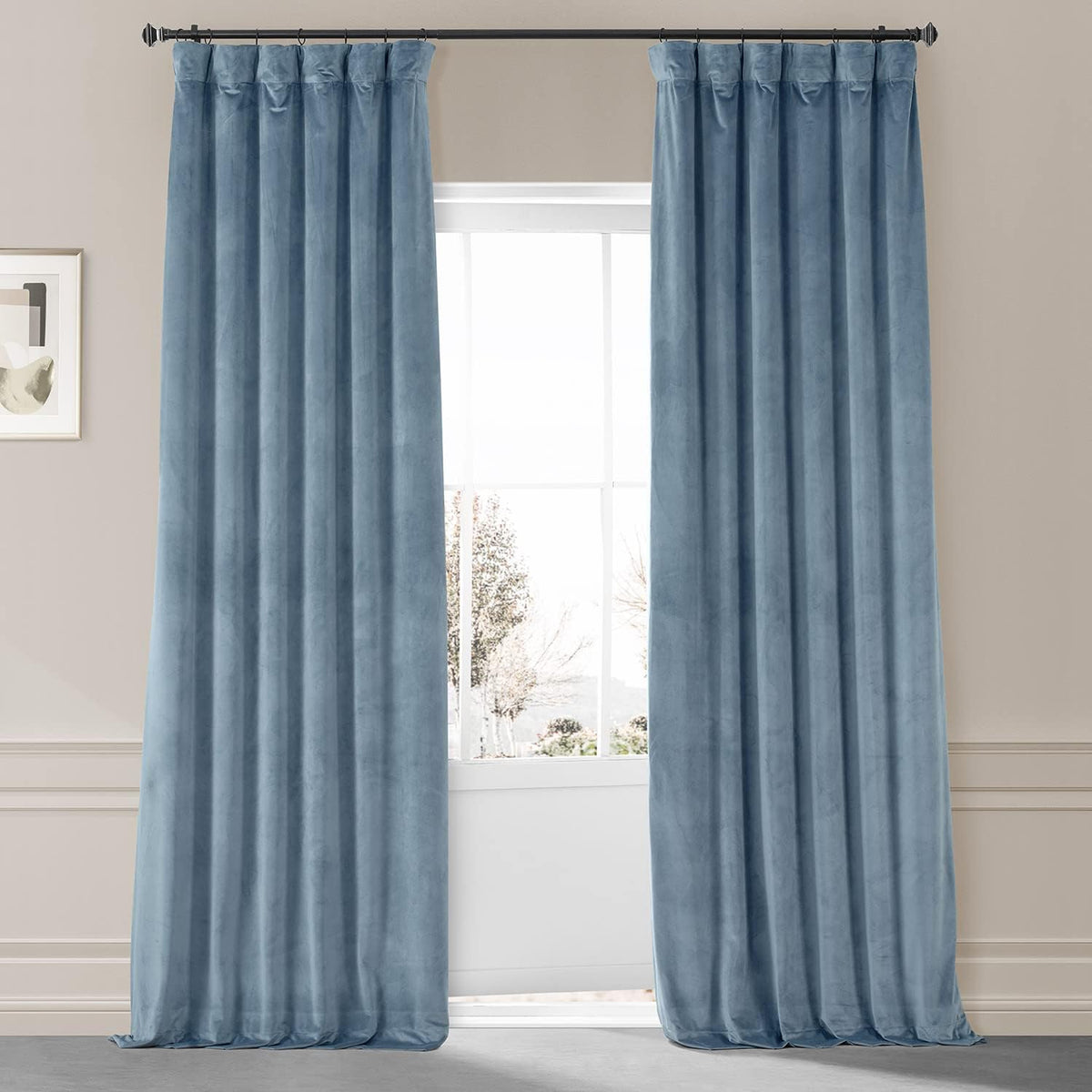 Extra Wide Plush Velvet Blackout Curtains (1 Panel) 100W X 84L, Diva Cream - image 11