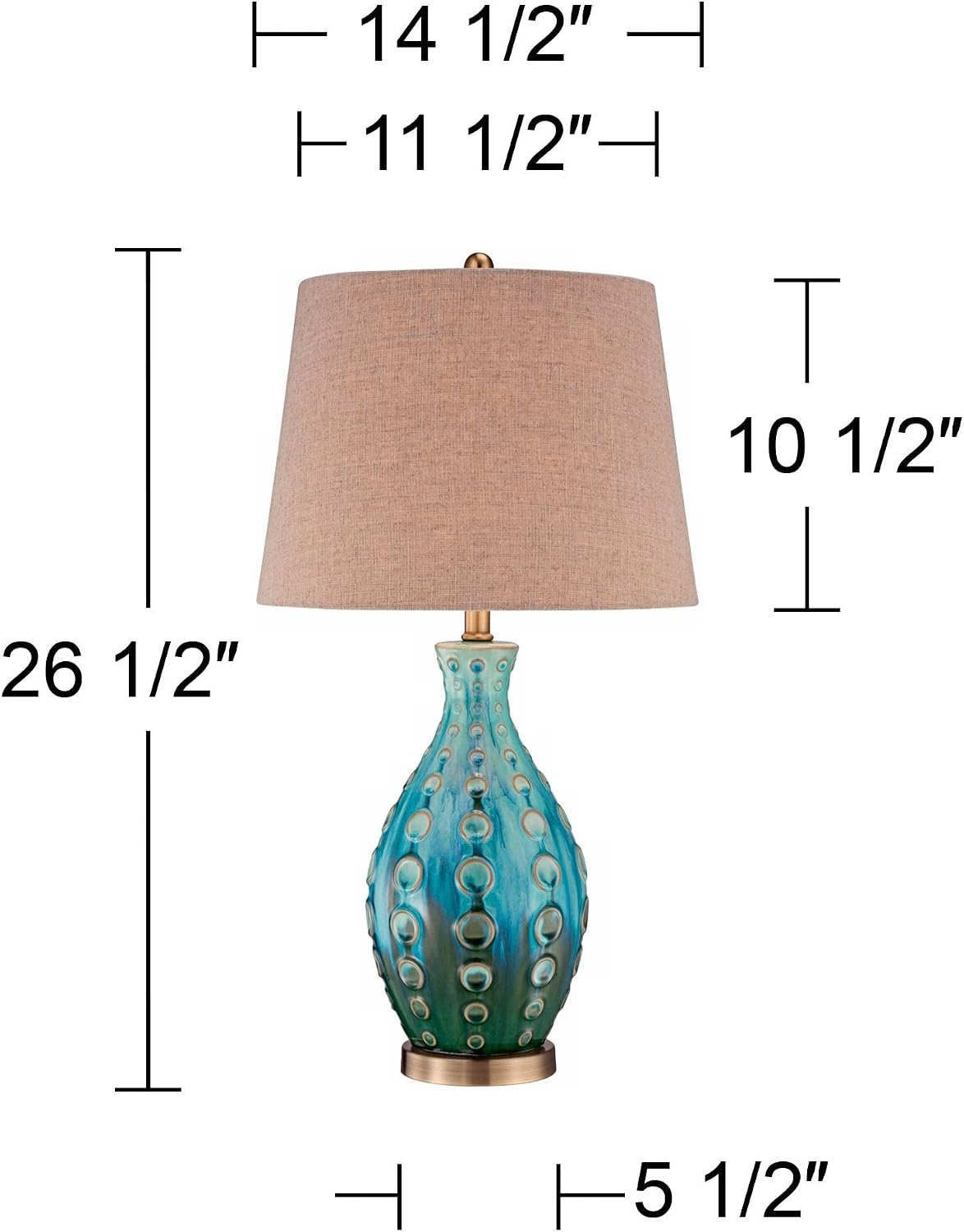 26 1/2" Tall Table Lamps Set of 2 Modern Ceramic Teal Mid Century - image 4