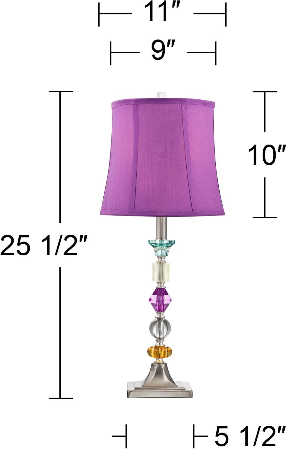 25 1/2" High Brushed Nickel Table Lamps Set of 2 Stacked Acrylic Gem - image 4