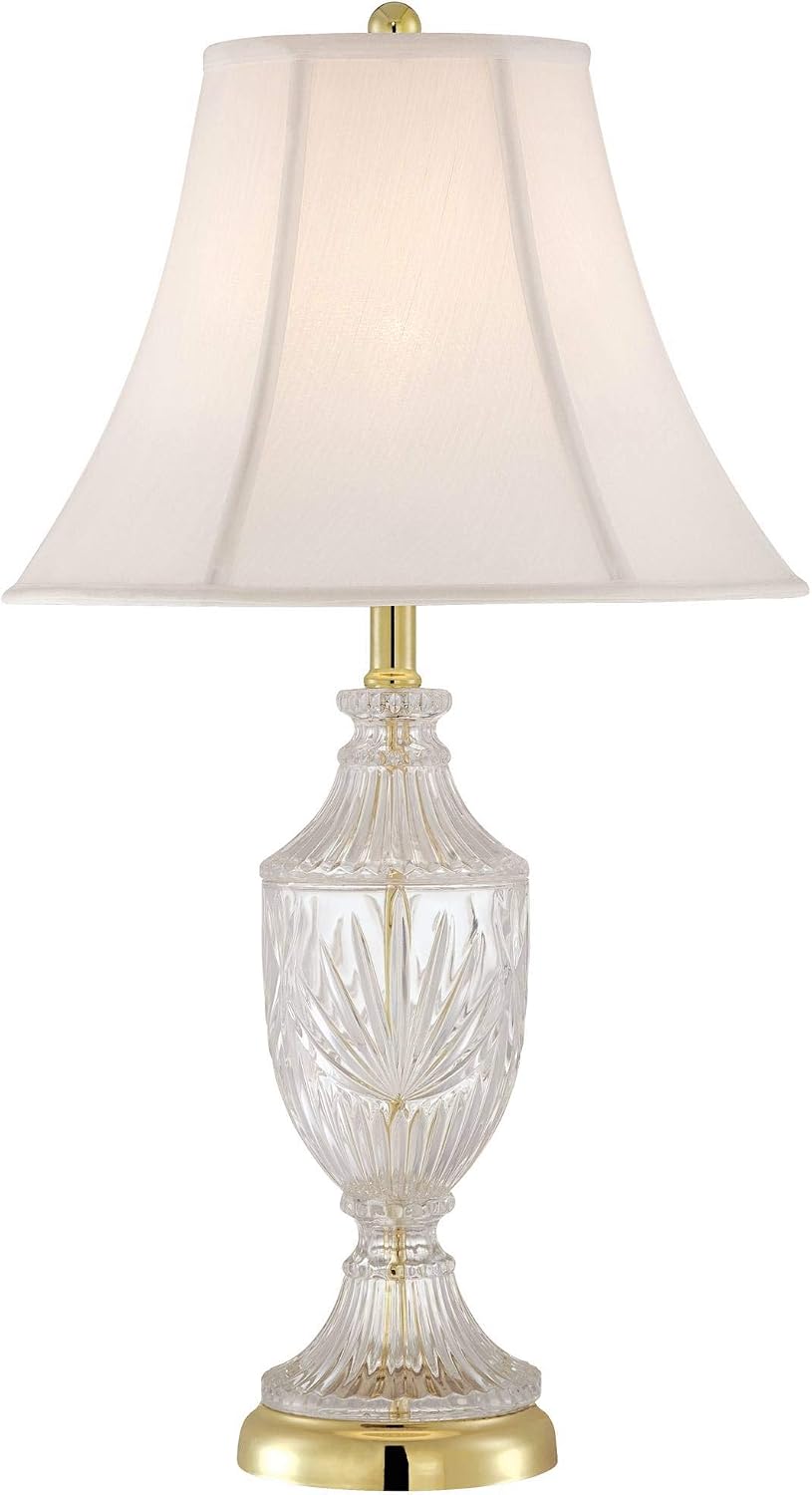 26 1/2" Tall Table Lamps Set of 2 Gold Brass Cut Clear Glass Urn - image 10