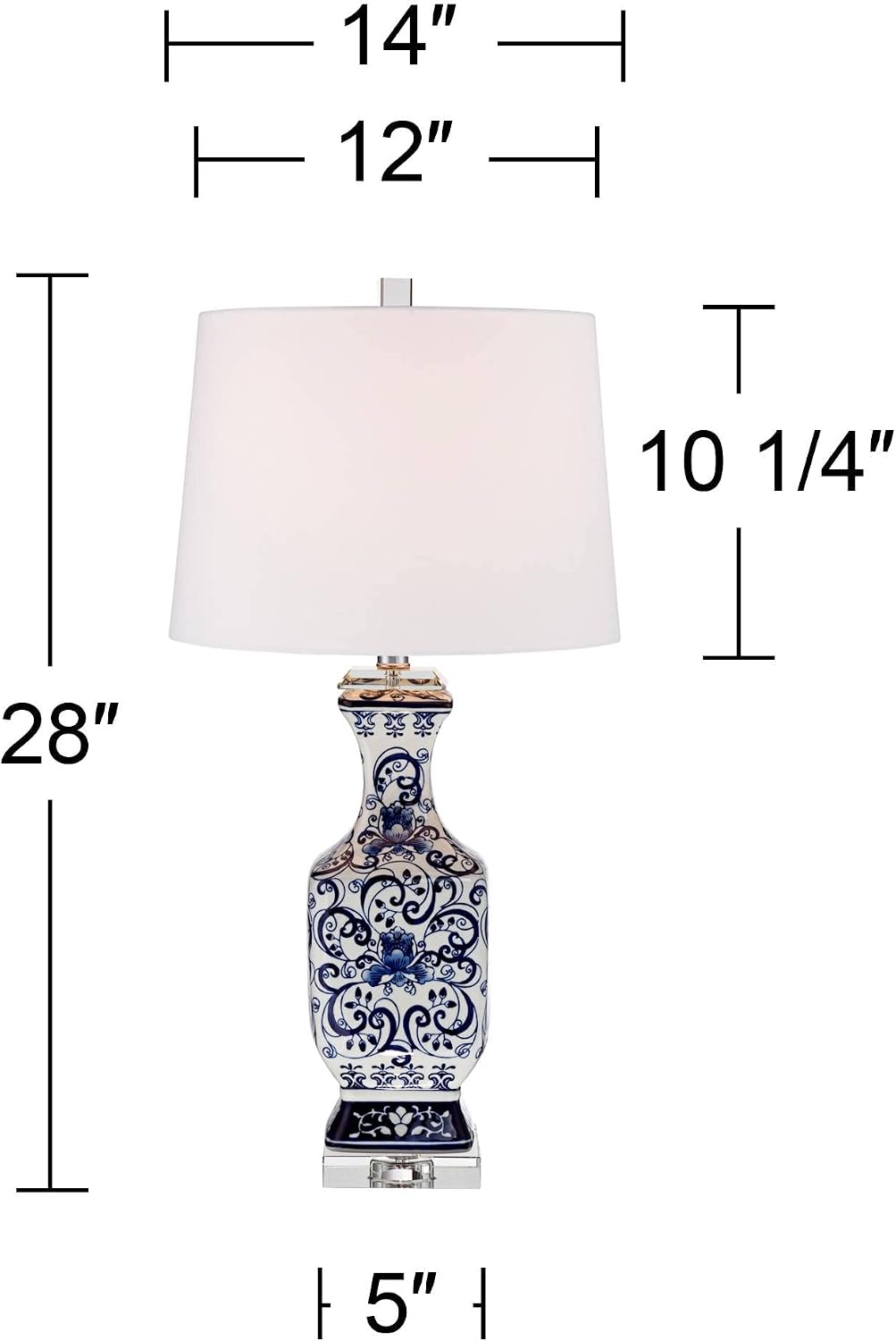 28" Tall Table Lamps Set of 2 Blue White Porcelain Jar Traditional - image 4