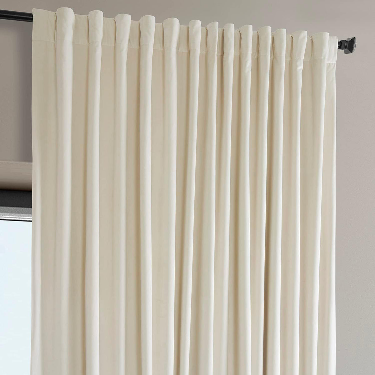 Extra Wide Plush Velvet Blackout Curtains (1 Panel) 100W X 84L, Diva Cream - image 5