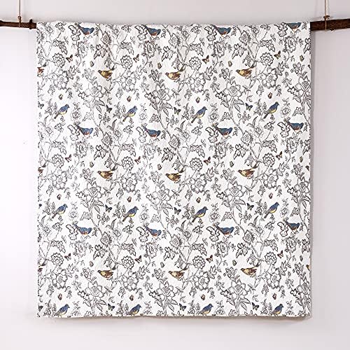 Mockingbird Quilt Set - King/Cal King Quilt 106x92in. + Two King Pillow Shams 36x20in. - Grey Toile with Birds and Butterflies - Reversible Pattern - Cotton - image 12