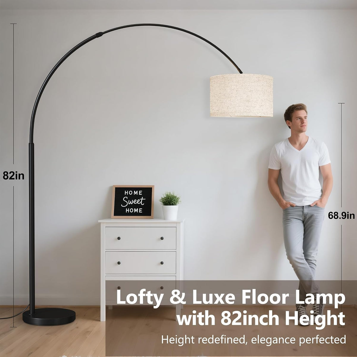82" Tall Arc Floor Lamp for Living Room, Large Standing Arched Lamp - image 2