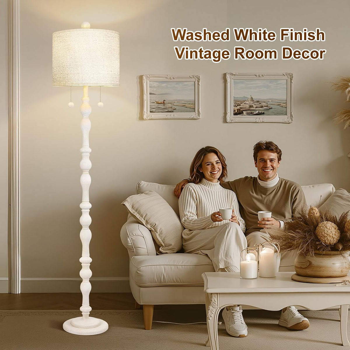 65.5" Natural Real Wood Boho Floor Lamp for Living Room Bedroom - image 4