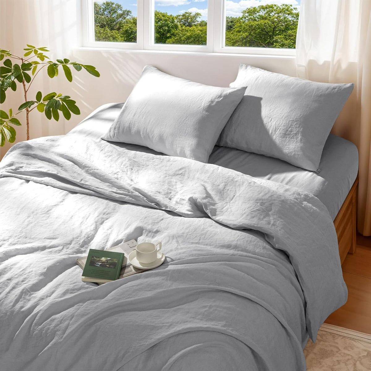 100% Pure Linen Duvet Cover Set 3 Pcs Soft Comforter Cover Sets King Size - image 12